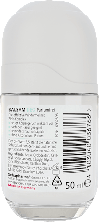 Deodorant roll-on balsem, parfumvrij, 50 ml