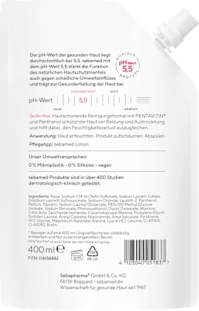 flüssige Waschemulsion, seifenfrei Nachfüllpack, 400 ml