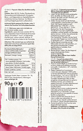 Mikrowellen-Popcorn, süß, 90 g Seeberger