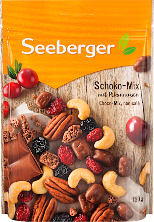 Nuss- & Trockenfrüchtemischung, Schoko-Mix mit Pekannüssen, 150 g