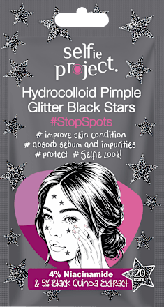 Anti Pickel Patches Hydrocolloid Pimple Glitter Black Stars, 20 St