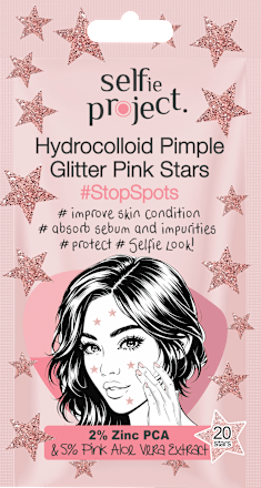 Anti Pickel Patches Hydrocolloid Pimple Glitter Pink Stars, 20 St