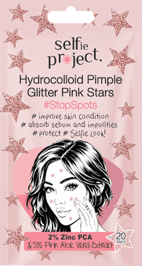 Anti Pickel Patches Hydrocolloid Pimple Glitter Pink Stars, 20 St