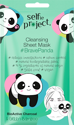 Sheetmasker Reinigend Brave Panda, 1 st