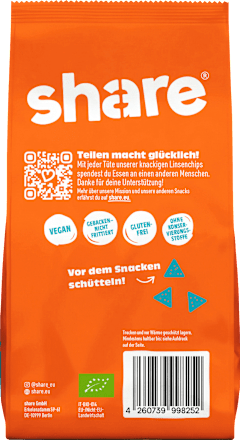 Linsenchips, gesalzen mit schwarzem Reis, 80 g