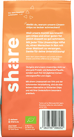 Linzenchips, gezouten met zwarte rijst, 80 g