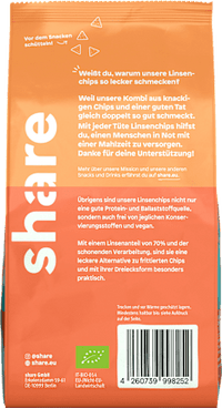 Linzenchips, gezouten met zwarte rijst, 80 g