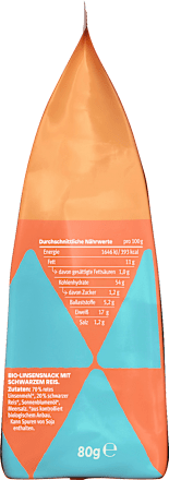 Linzenchips, gezouten met zwarte rijst, 80 g