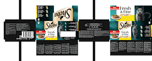 Nat kattenvoer gevogelte in saus, vers &amp; fijn megapak (50 x 50 g), 2,5 kg