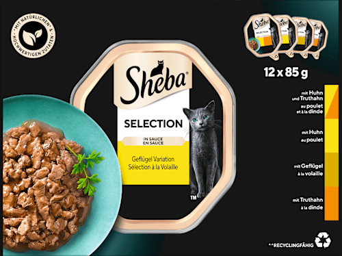 Natvoer voor katten met gevogelte, variatie in saus, selectie multipack (12x85 g), 1,02 kg