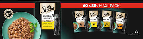 Nat kattenvoer gevogeltevariatie, minifilets in saus, Selection Maxipack (60x85 g), 5,1 kg