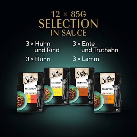 Nat kattenvoer, hartige samenstelling - Selectie in Saus, multipack (12 x 85 g), 1,02 kg