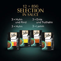 Nat kattenvoer, hartige samenstelling - Selectie in Saus, multipack (12 x 85 g), 1,02 kg