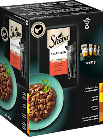 Nat kattenvoer, hartige samenstelling - Selectie in Saus, multipack (12 x 85 g), 1,02 kg