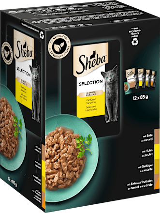 Nat kattenvoer, kip, eend &amp; kalkoen, selectie in saus - gevogeltevariatie, multipack (12 x 85 g), 1,02 kg