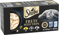 Nassfutter Katze mit Geflügel & Fisch, filets selection, Multipack (6x60 g), 360 g