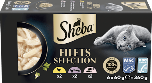 Nassfutter Katze mit Geflügel & Fisch, filets selection, Multipack (6x60 g), 360 g