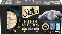 Nassfutter Katze mit Geflügel & Fisch, filets selection, Multipack (6x60 g), 360 g