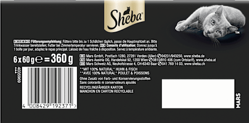 Nassfutter Katze mit Geflügel & Fisch, filets selection, Multipack (6x60 g), 360 g