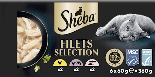 Nassfutter Katze mit Geflügel & Fisch, filets selection, Multipack (6x60 g), 360 g