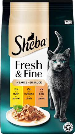 Nat kattenvoer met kip, kalkoen en eend, vers &amp; fijn, multipack (6 x 50 g), 300 g