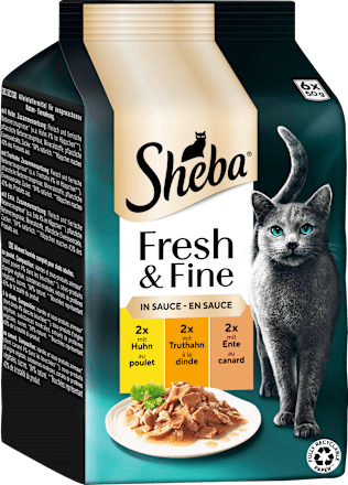 Nat kattenvoer met kip, kalkoen en eend, vers &amp; fijn, multipack (6 x 50 g), 300 g