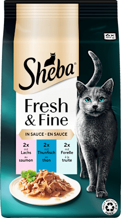 Nat kattenvoer met zalm, tonijn en forel, vers en fijn, multipack (6 x 50 g), 300 g