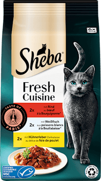 Nat kattenvoer met rundvlees, witte vis en kippenlever, verse keuken Taste of Paris, multipack (6 x 50 g), 300 g