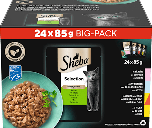 Nat kattenvoer Selection in saus - fijne variatie, grote verpakking (24 x 85 g), 2,04 kg