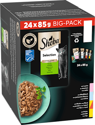 Nat kattenvoer Selection in saus - fijne variatie, grote verpakking (24 x 85 g), 2,04 kg