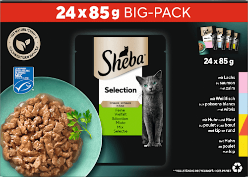 Nat kattenvoer Selection in saus - fijne variatie, grote verpakking (24 x 85 g), 2,04 kg