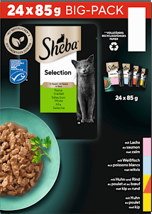 Nat kattenvoer Selection in saus - fijne variatie, grote verpakking (24 x 85 g), 2,04 kg