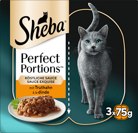 Nassfutter Katze Truthahn in Sauce, perfect portions, Multipack (6x37,5 g), 225 g Sheba