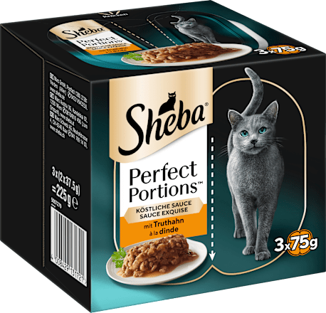 Nassfutter Katze Truthahn in Sauce, perfect portions, Multipack (6x37,5 g), 225 g Sheba