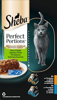 Nassfutter Katze Truthahn & Thunfisch in Sauce, perfect portions - feine Vielfalt, Multipack (16x37,5 g), 600 g