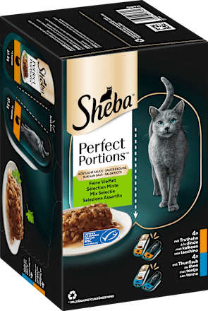 Nassfutter Katze Truthahn & Thunfisch in Sauce, perfect portions - feine Vielfalt, Multipack (16x37,5 g), 600 g