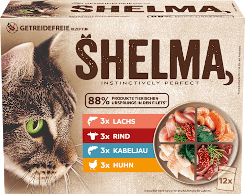 Nat kattenvoer met zalm, rundvlees, kabeljauw &amp; kip, multipack (12 x 85 g), 1,02 kg