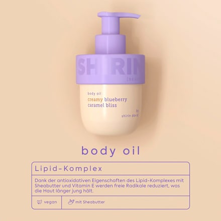 Romige Blueberry Caramel Bliss Body Oil, 150 ml