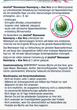 Meerwasser Nasenspray Aloe Vera, 20 ml