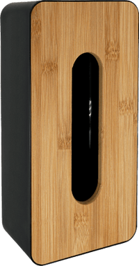 Taschentuch-Box Kunststoff mit Bambus Deckel schwarz, 1 St