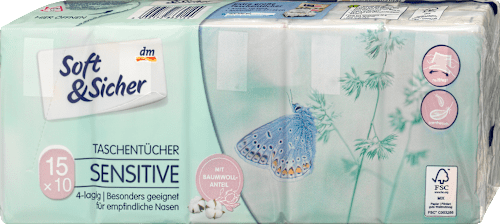 Tissues gevoelig 4-laags (15x10 stuks), 15 stuks