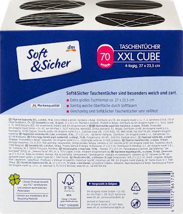 Taschentücher Würfelbox XXL 4-lagig, 70 St