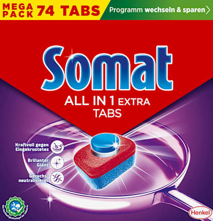 Spülmaschinen-Tabs All-in-1 extra, 74 St Somat