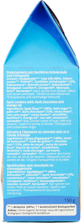 Koekjes, spelt chocolade-sinaasappel, 150 g