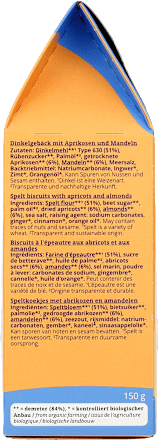 Spelt amandel-abrikozen koekjes, 150 g