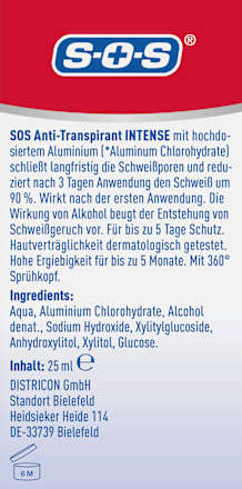 Antitranspirant Deo Zerstäuber Intense, 25 ml
