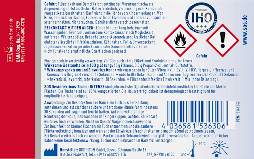 Desinfecterende doekjes Intense Hand &amp; Oppervlakte Reisformaat, 10 stuks