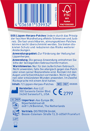 Lippenherpes Patch, 12 St