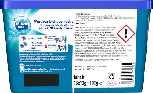 Vollwaschmittel Caps Power Deo Frische-Kick, 16 Wl
