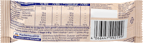 Energieriegel, mit Haferflocken, Rosinen & Apfelstückchen, 40 g